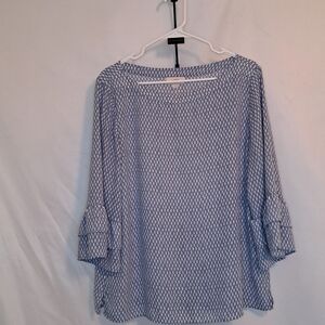 LOFT Light Blue Gray Pattern Women's Blouse #153